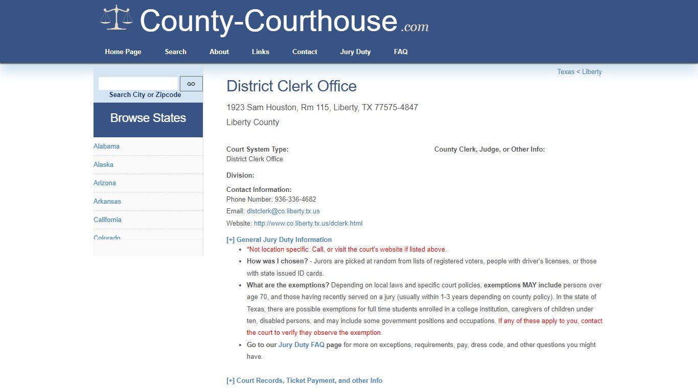 District Clerk Office in Liberty, TX - Court Information